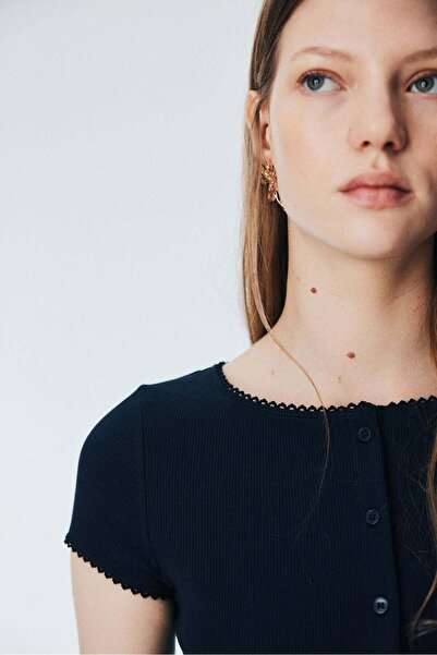 H&M Ribbed button-front top