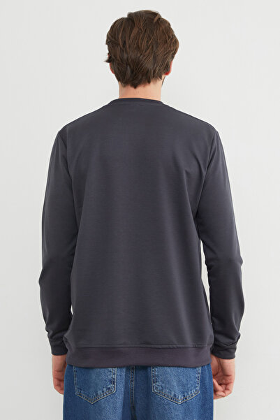 Fulla Moda Pellini Letter Embossed Crew Neck Sweatshirt