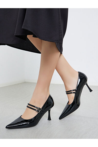 Styli Black Patent Pointed Toe Pumps