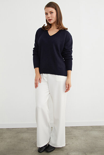 Fulla Moda Basic V-Neck Casual Sweater