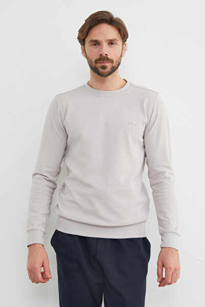 Fulla Moda Text Embossed Crew Neck Transitional Sweatshirt