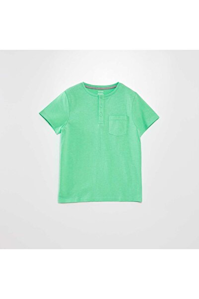 KİABİ Jersey T-shirt with buttoned neckline GREEN