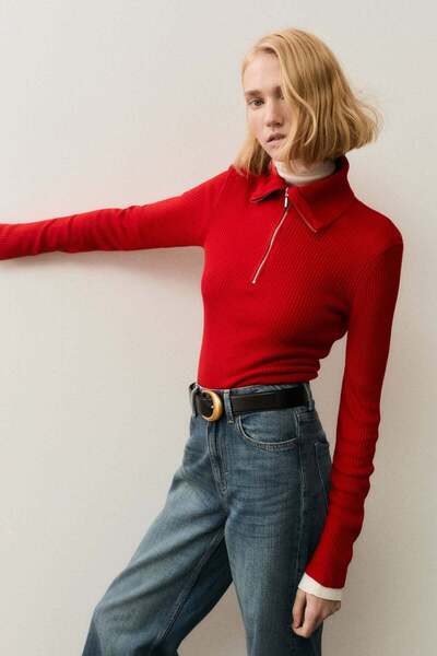 H&M Rib-knit zip-top top