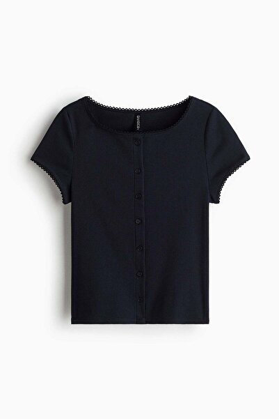 H&M Ribbed button-front top