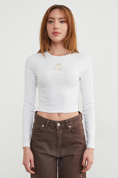 Fulla Moda Body crop brodat cu ursuleț