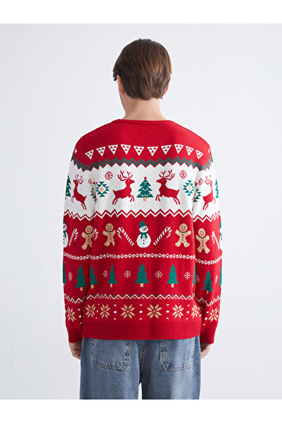 LC Waikiki Özmarka New Season Crew Neck Christmas Themed Men's Knitwear Sweater