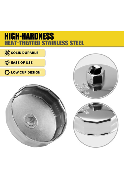 DEFAONS 48781 19PCS Heavy-Duty Stainless Steel Oil Filter Wrench Cap Set with Adjustable Wrench