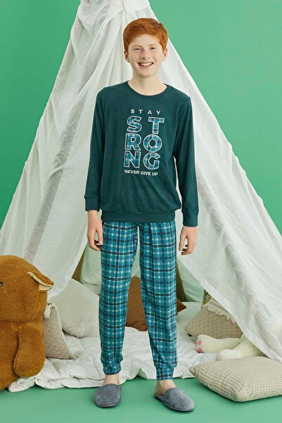 Aydoğan Boy's Thermal Pajamas Set 240885 Petrol