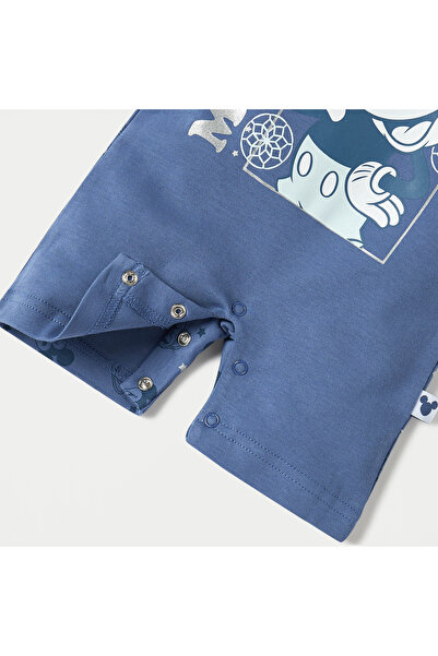 Disney Mickey Mouse and Donald Duck Print Reversible Romper with Extended Sleeves