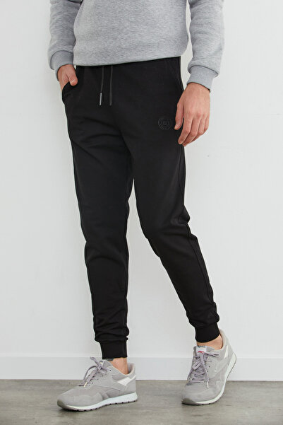 Fulla Moda Tie-Waist Embroidered Jogger Sweatpants