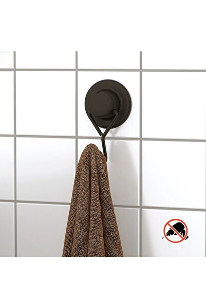 Evistro Vakumlu Banyo Havlu Askısı Siyah Tek Kancalı