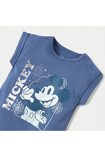 Disney Mickey Mouse and Donald Duck Print Reversible Romper with Extended Sleeves