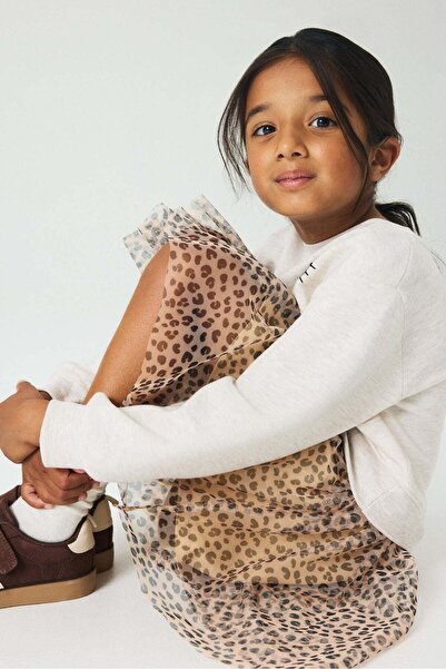 H&M Printed tulle-skirt sweatshirt dress