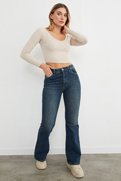 Fulla Moda Μπλούζα με μακρύ μανίκι με λαιμόκοψη σε σχήμα V