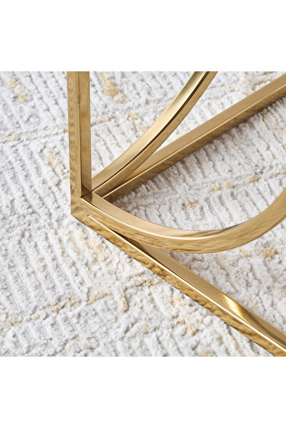 Lifestyle Gia 2-Piece Geometric Marble Top Square Nesting Table Set