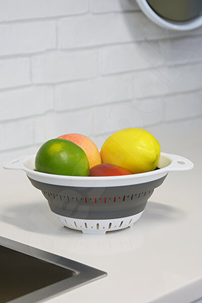 Destpak Space-Saving Folding Round Strainer - Collapsible Round Washing Strainer - Accordion Strainer