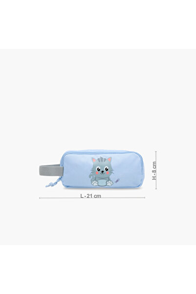 Movom Cat Print 2-Compartment Pencil Pouch with Zip Closure