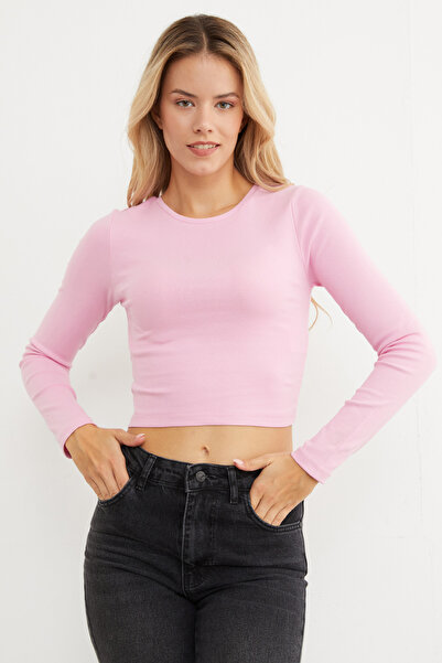 Fulla Moda Basic Crew Neck Long Sleeve Crop Body
