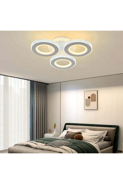 RFAN LED Chandelier, Model M600-3, With Remote Control, 3 Types of Light Plus RGB Light, 122W, White