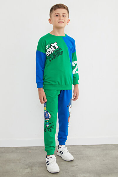 Fulla Moda Printed Color Block Boy's Tracksuit Set