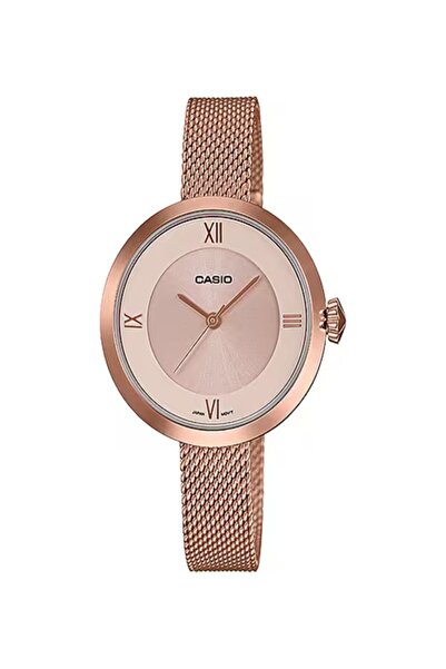 Casio ساعة إنتايسر النسائية بسوار شبكي - LTP-E154MPG-4ADF (ذهبي وردي)