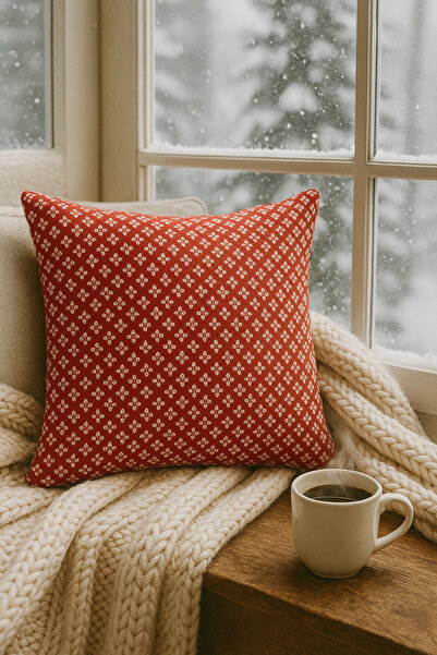 Uğur Home Ev Tekstili New Year's Floral Patterned Throw Pillow Cover 43X43 cm - Decorative Cover Only