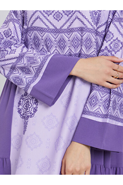 Take Two By Styli Purple Graphic Print Tiered Jalabiya