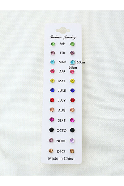 Take Two By Styli Set of 12 - Birthstone Stud Earrings