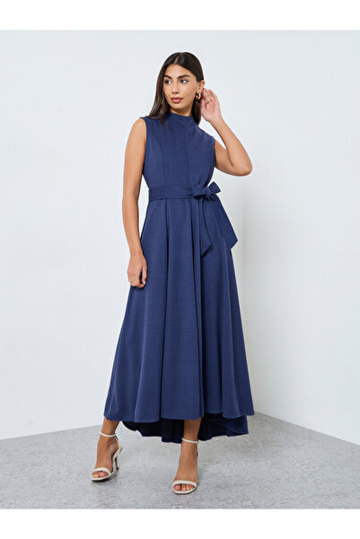 Styli Navy Blue Sleeveless A-Line Maxi Dress