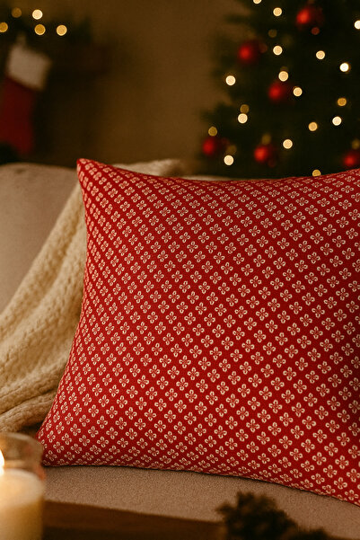 Uğur Home Ev Tekstili New Year's Floral Patterned Throw Pillow Cover 43X43 cm - Decorative Cover Only