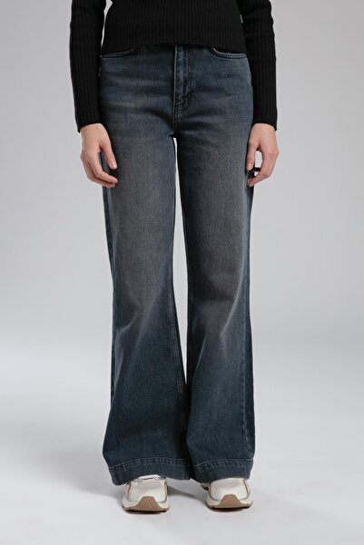 Lee Cooper Sandy High Waist Wide Leg Cut Wide Leg Gray Women's Jeans