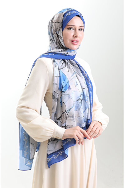 sefamerve Σάλι από γαλλικό μετάξι Hanzade 70330-04 S μπλε κοβαλτίου Μπλε