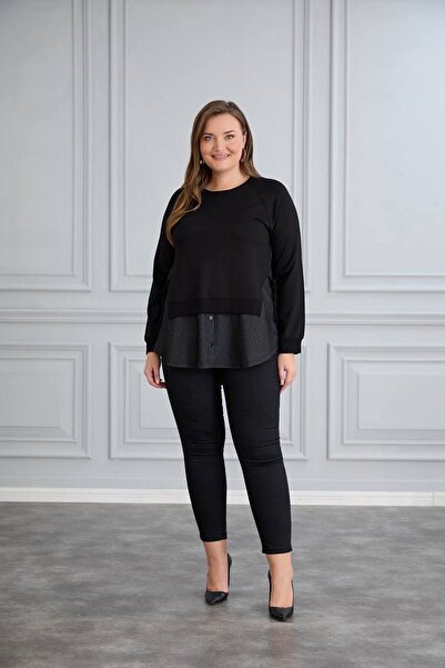 QUAWEAR Crew Neck, Laced Sides, Ribbed Sleeves, Striped Paneled Combed Cotton Fabric Tunic
