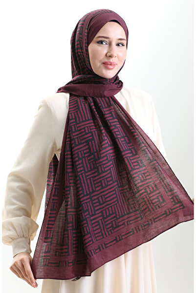 sefamerve Karaca Natural Fiber Shawl 82008-01 Plum Black