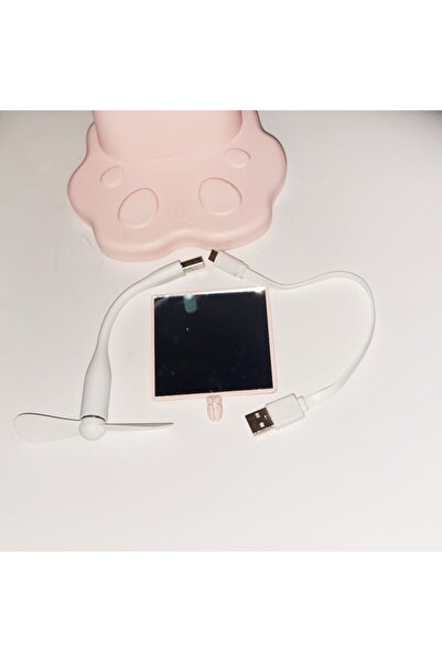 OEM Desk lamp, LED, 3W rechargeable, 3 light modes, pen holder, mirror and fan, pink, 13x11x49 cm