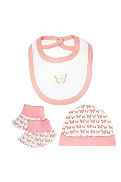 Babies Basic 5 piece Sets include Bib, Romper, Mittens, Cap and Sleepsuit, 6-9 Months , Pink