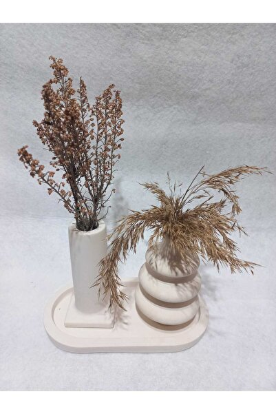 emilysamy Decorative 3 Piece Vase Set with Plates White