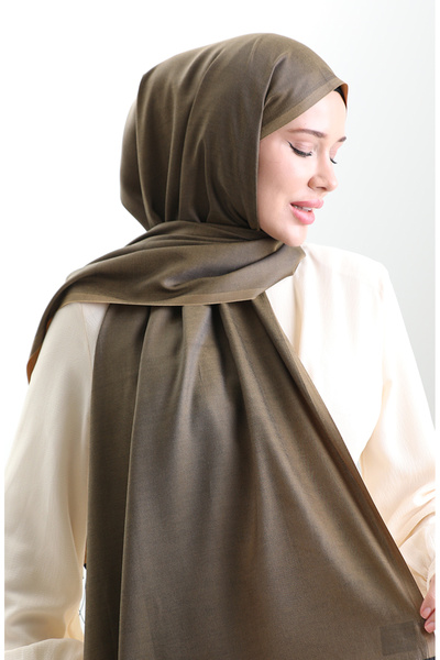 sefamerve Long Fringed Viscose Shawl 70331-11 Oil Green