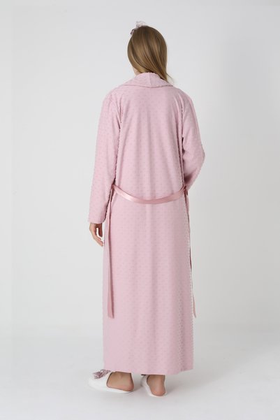 ERDENİZ TEKSTİL Pregnant Women's Nightgown & Bow Patterned Jacquard Dressing Gown Set of 2 – Viscose Cotton Fabric