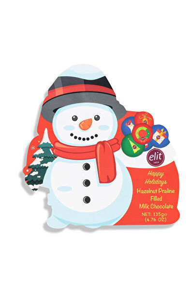 Elit Çikolata Kardan Adam Pralin Dolgulu Sütlü Çikolata Asetat Kutu 135g Glutensiz