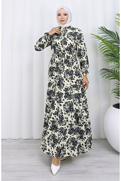 sefamerve Judge collar lace-up patterned dress 0192-01 black