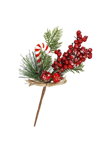 SERSIMO Creangă decorativă de Crăciun cu fructe de pădure roșii, acadele și s...