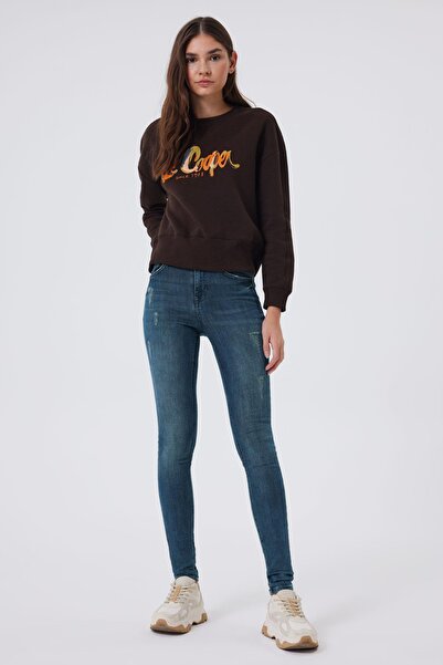 Lee Cooper Дамски дънки Pearl с нормална талия, втален силует и много тесни к...