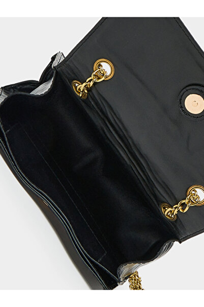 Styli Croc Skin Gold Chain Strap Detail Shoulder Bag