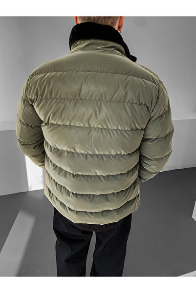 NO1 KONSEPT Φουλάρια με επένδυση από γούνα χακί Premium Carbon