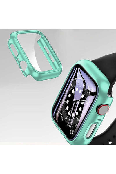 Casey Studios Husa cu Folie Apple Watch 9/8/7 - 45MM, Policarbonat Dur, Slim, Anti-Soc Full Screen, Turqoise