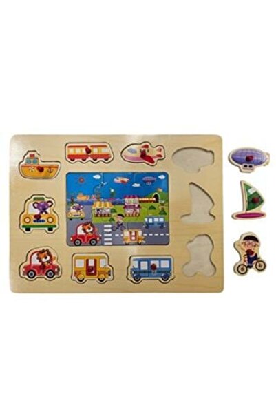 OEM Wooden Puzzle Road with Transport Vehicles (10 pieces) 30 x 22 cm