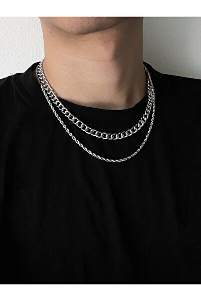 Take Two By Styli Set of 2 - Silver Chain Necklace