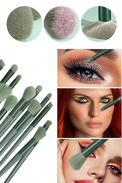 shopwave Makeup Brush Set Green 13 Piece Foundation Brush Blush Brush Eyeshad...