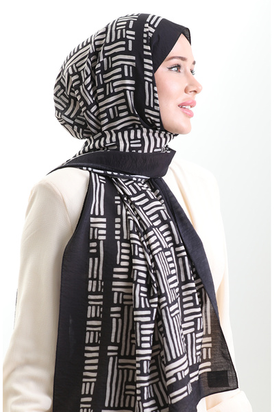 sefamerve Karaca Natural Fiber Shawl 82008-12 Black